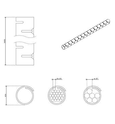 33.762 | Addit Kabelschlucker ø25 mm/20 m 762 | silber | Bündelt maximal 3 Kabel, ohne Werkzeug. | Detail 5