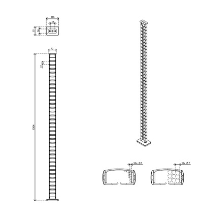 34.472 | Addit kabelgeleider zit-sta 130 cm – bureau 472 | grijs (RAL9006) | Om maximaal 12 kabels te geleiden verticaal onder het zit-sta bureau. | Detail 5