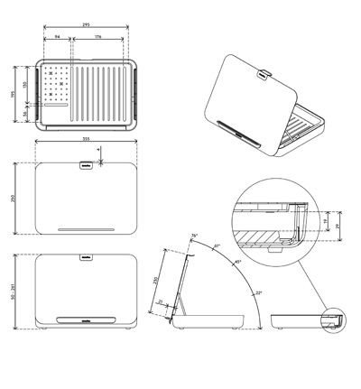 45.900 | Addit Bento® ergonomische toolbox 900 | wit | persoonlijke opbergdoos, laptopstandaard, tablethouder en in-line documenthouder in één | Detail 5