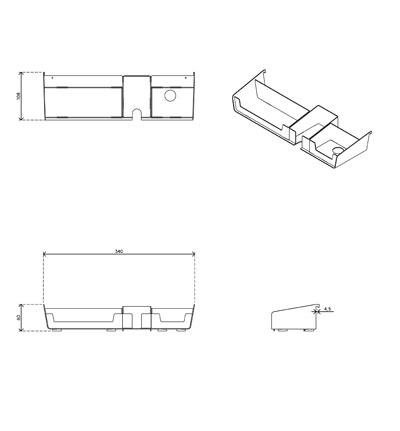 58.750 | Viewlite plateau accessoires - option 750 | blanc | Espace de stockage mobile avec fixation de barre d’outils. | Détail 5