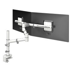 48.130 | Viewgo braccio porta monitor - scrivania 130 | bianco | Per 2 schermi, altezza e profondità regolabili, con fissaggio a scrivania.