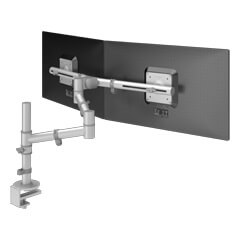 48.132 | Viewgo braccio porta monitor - scrivania 132 | argento | Per 2 schermi, altezza e profondità regolabili, con fissaggio a scrivania.
