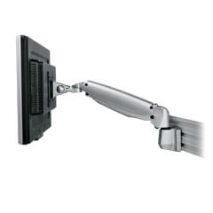 57.102 | Viewmaster braccio porta monitor - binario 102 | argento | Per 1 schermo, altezza e profondità regolabili, con fissaggio a binario.