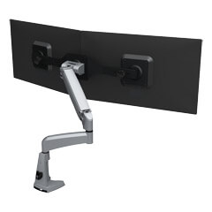 57.162 | Viewmaster braccio porta monitor - scrivania 162 | argento | Per 2 schermi, altezza e profondità regolabili, con fissaggio a scrivania.