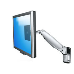 57.222 | Viewmaster braccio porta monitor - parete 222 | argento | Per 1 schermo, altezza e profondità regolabili, con fissaggio a parete.