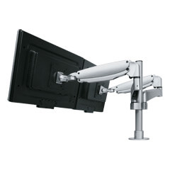 57.592 | Viewmaster braccio porta monitor - scrivania 592 | argento | Per 2 schermi, altezza e profondità regolabili, senza fissaggio a scrivania.