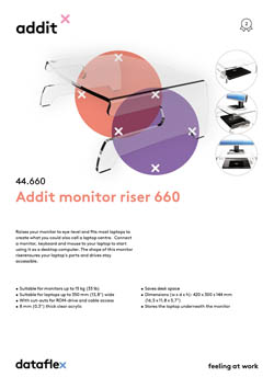 Rehausseur écran fixe 3 niveaux ADDIT DATAFLEX