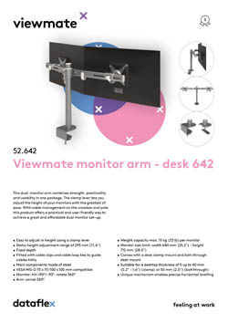 Dataflex Viewmate Monitorarm, 2 Monitore horizontal, 52.642