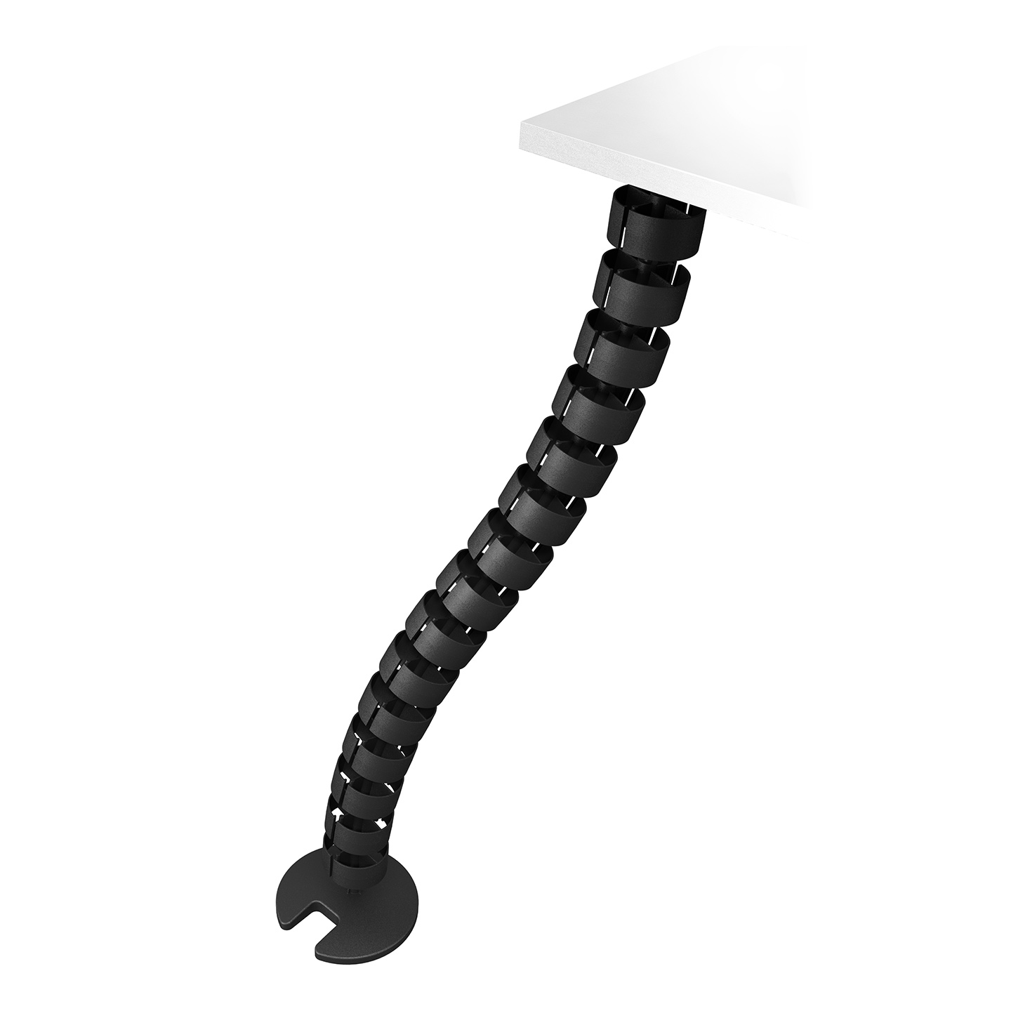 34.203 Der Kabelwurm ist eine attraktive Lösung mit der sich Kabel ordentlich zwischen Schreibtisch und Fußboden führen und bündeln lassen. Er eignet sich für Schreibtische mit einer festen Höhe (74 - 76 cm) und Schreibtischen mit dem ideal geeigneten Höhenverstellungsbereich (62 - 82 cm). Er verfügt über eine beschwerte Bodenplatte für zusätzliche Stabilität und um zu gewährleisten, dass er gerade bleibt.