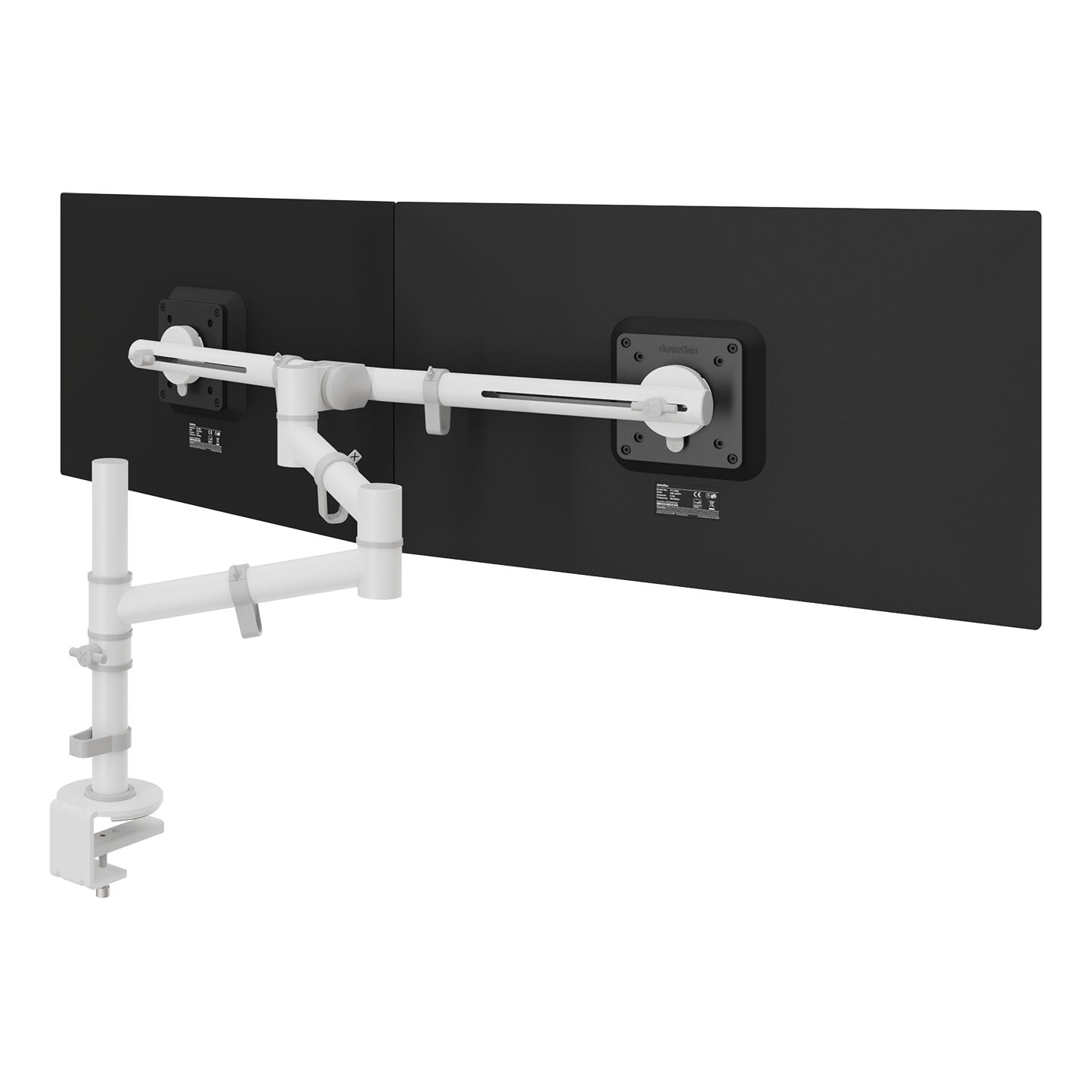 48.130 Dieser ergonomische Doppelmonitorarm wurde entwickelt, um sowohl den Komfort als auch den Platz auf dem Schreibtisch zu erhöhen. Geeignet für zwei Monitore mit einem Gewicht von jeweils bis zu 4 kg und einer Größe von bis zu 27 Zoll. Positionieren Sie Ihre Monitore ganz einfach über Ihrem Schreibtisch in der perfekten Höhe, im perfekten Winkel und in der perfekten Tiefe, um eine gesunde Körperhaltung zu unterstützen und Unordnung zu reduzieren. Mit seiner schlanken und dennoch robusten Stahlkonstruktion spart dieser Monitorarm nicht nur Platz, sondern verleiht Ihrer Einrichtung auch einen modernen Touch. Perfekt für den Einsatz zu Hause und im Büro.