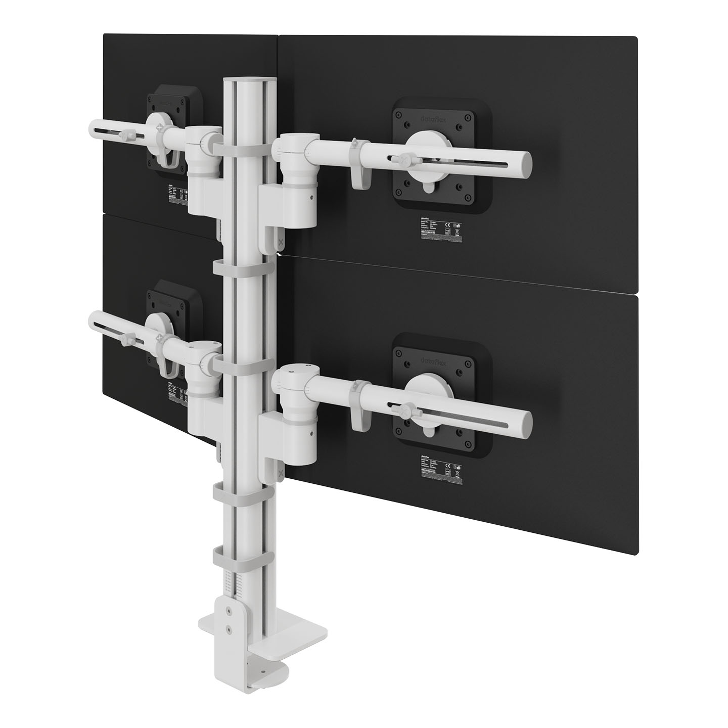48.240 Eine 2x2-Vierfach-Monitorhalterung, die sich für flexible Arbeitsbereiche und zukünftige Veränderungen eignet. Die Aluminiumstange mit vier Schlitzen ermöglicht eine einfache, werkzeuglose Höhenverstellung für jeden Bildschirm. Die Monitore können im Hoch- oder Querformat aufgestellt und in verschiedenen Größen kombiniert werden, wobei die Anordnung übersichtlich und ausgewogen bleibt. Das modulare Design ermöglicht es, die Konfiguration im Laufe der Zeit anzupassen. Komponenten können hinzugefügt oder ausgetauscht werden, wenn sich Ihre Arbeitsweise ändert.