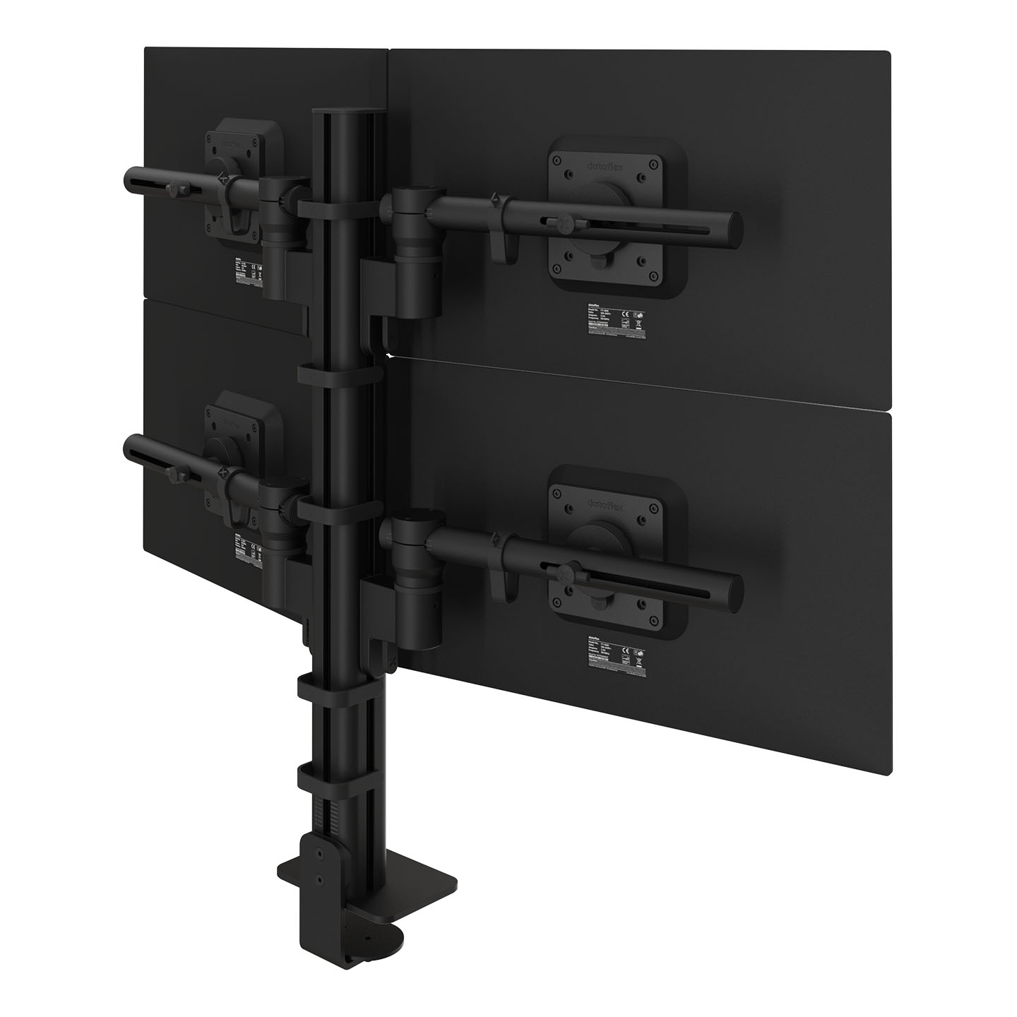 48.243 Eine 2x2-Vierfach-Monitorhalterung, die sich für flexible Arbeitsbereiche und zukünftige Veränderungen eignet. Die Aluminiumstange mit vier Schlitzen ermöglicht eine einfache, werkzeuglose Höhenverstellung für jeden Bildschirm. Die Monitore können im Hoch- oder Querformat aufgestellt und in verschiedenen Größen kombiniert werden, wobei die Anordnung übersichtlich und ausgewogen bleibt. Das modulare Design ermöglicht es, die Konfiguration im Laufe der Zeit anzupassen. Komponenten können hinzugefügt oder ausgetauscht werden, wenn sich Ihre Arbeitsweise ändert.