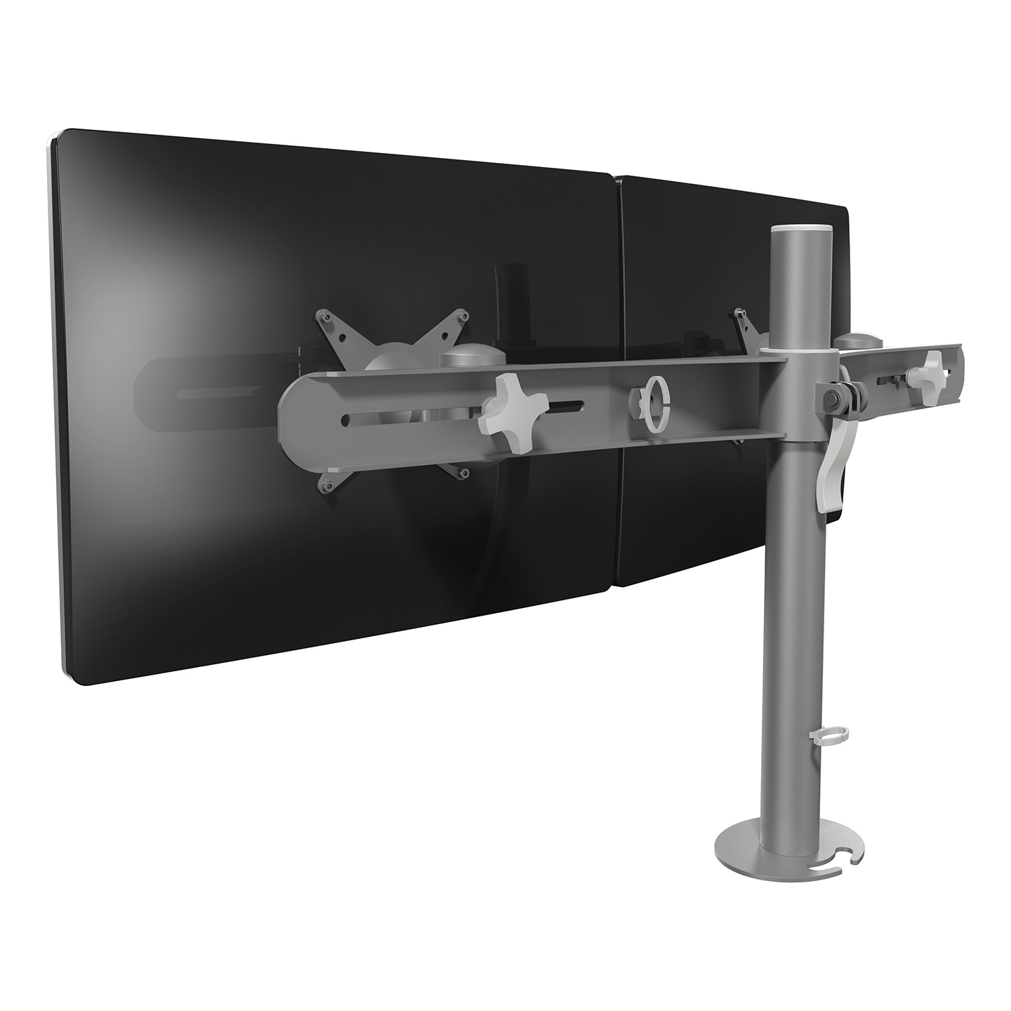 52.612 Diese Version kombiniert Stabilität, Zweckmäßigkeit und Nutzerfreundlichkeit in einem Modell. Der Klemmhebel erlaubt Ihnen, die Höhe Ihrer beiden Monitore mit größter Leichtigkeit einzustellen. Mit integriertem Kabelmanagement an der Rückseite von Flügel und Säule bietet dieses Produkt eine praktische und nutzerfreundliche Lösung für eine ausgezeichnete und bezahlbare Dual-Monitor-Installation.
