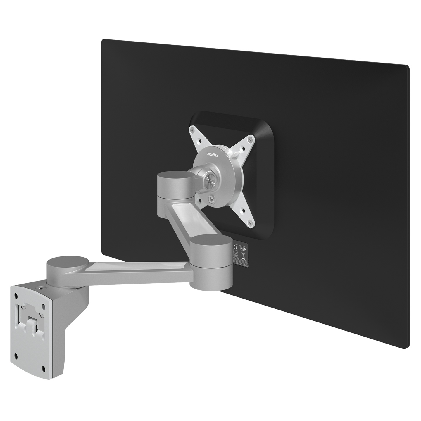 58.222 Questo braccio porta monitor con fissaggio a parete consente di liberare spazio sulla scrivania. Le doppie estensioni consentono di regolare la profondità del monitor in modo indipendente, in modo da poter usare la superficie della scrivania in tutta la sua profondità. Nascondendo facilmente i cavi nelle estensioni di alluminio si crea un ambiente professionale e ordinato.