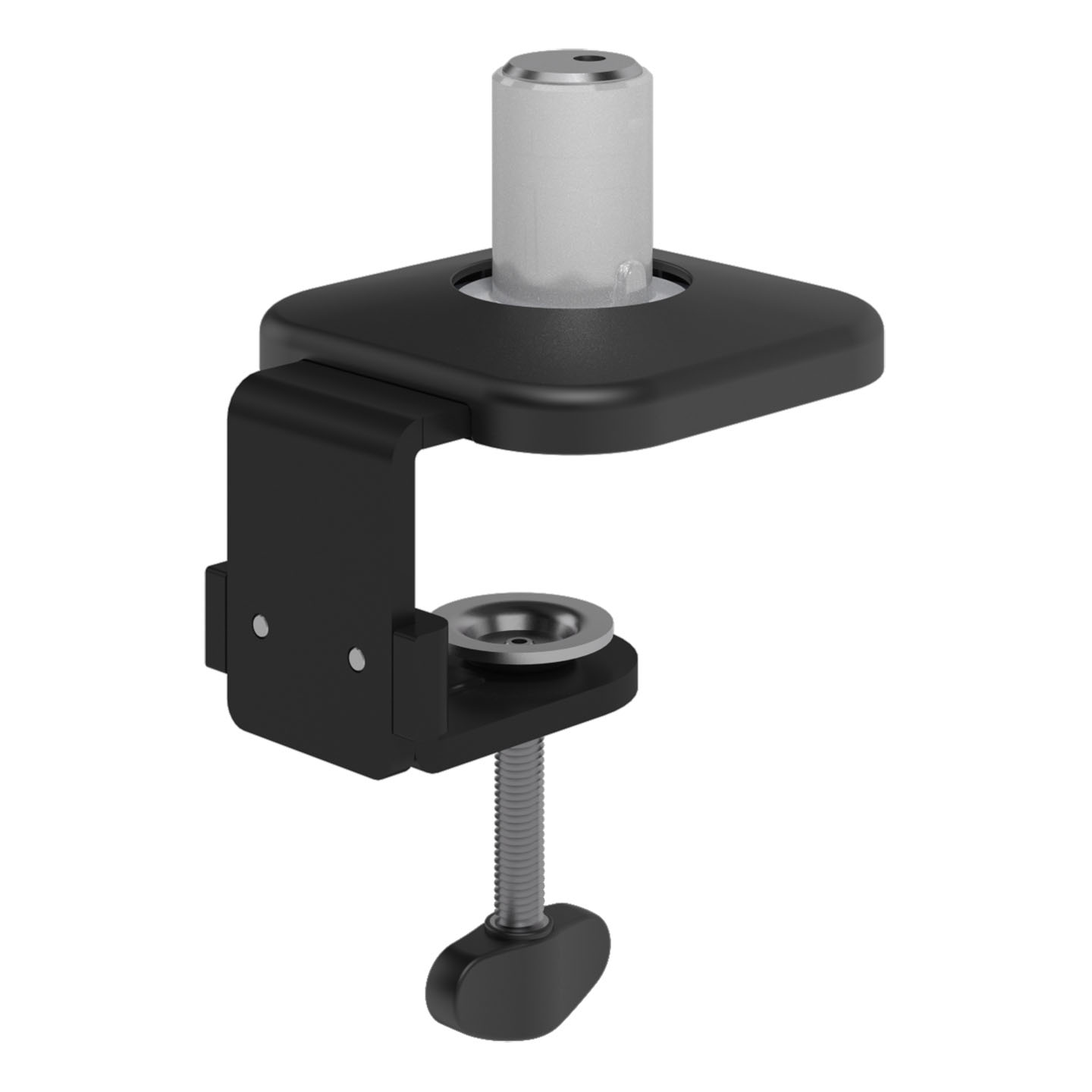 65.913 Il morsetto da scrivania standard è ideale per il fissaggio del braccio porta monitor Viewprime plus singolo (65.113) sulla maggior parte delle scrivanie. Raccomandiamo questa opzione per il fissaggio soprattutto se non si dispone di fori con occhiello nella gestione dei cavi o in assenza di un foro per bullone M10.
