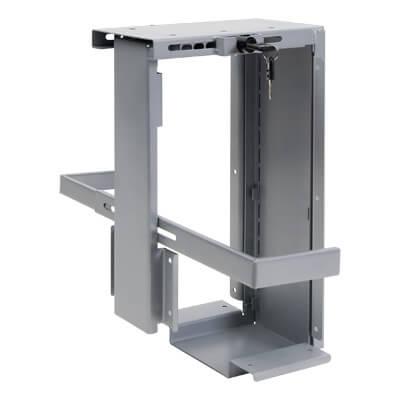 32.302 | Viewmate computer holder - desk 302 | silver | For vertical mounting of small or large computers under the desk with theft-retardant security. | Detail 1