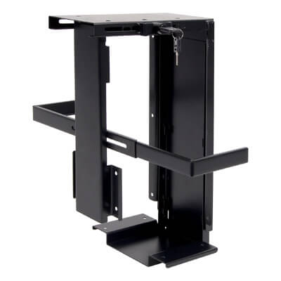 32.303 | Viewmate computer holder - desk 303 | black | For vertical mounting of small or large computers under the desk with theft-retardant security. | Detail 1