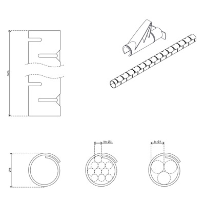 33.732 | Addit Kabelschlucker ø15 mm/3 m & Einzugshilfe 732 | silber | Bündelt maximal 3 Kabel, mit Werkzeug. | Detail 5
