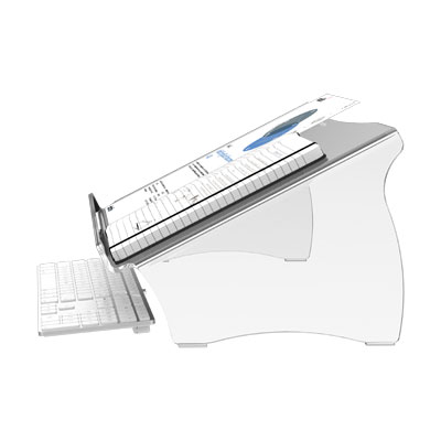 44.410 | Addit ErgoDoc® document holder 410 | clear acrylic | For documents up to A3 in size, slides over keyboard. | Detail 4