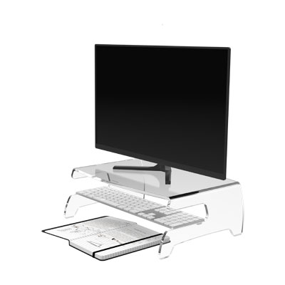 44.660 | Addit monitor riser 660 | clear acrylic | For monitors up to 15 kg, laptop holder included. | Detail 2