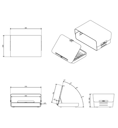 45.220 | Addit Bento® ergonomic desk set 220 | white | Height adjustable monitor riser + ergonomic toolbox | Detail 5