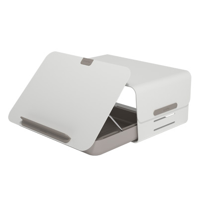 45.220 | Addit Bento® ergonomic desk set 220 | white | Height adjustable monitor riser + ergonomic toolbox | Detail 1
