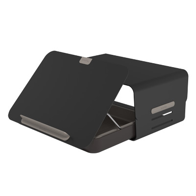 45.223 | Addit Bento® ergonomic desk set 223 | black | Height adjustable monitor riser + ergonomic toolbox | Detail 1