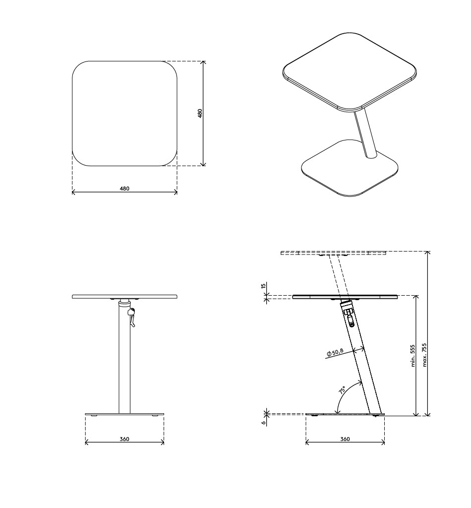 45.453 | Bento® laptop table adjustable 453 | black | Detail 5
