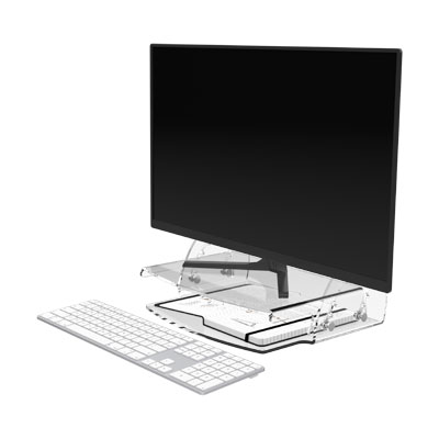 49.550 | Addit monitor riser - adjustable 550 | clear acrylic | Adjustable, for monitors up to 15 kg, with 5 height settings. | Detail 3