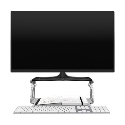49.550 | Addit monitor riser - adjustable 550 | clear acrylic | Adjustable, for monitors up to 15 kg, with 5 height settings. | Detail 4