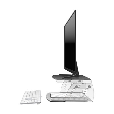 49.550 | Addit monitor riser - adjustable 550 | clear acrylic | Adjustable, for monitors up to 15 kg, with 5 height settings. | Detail 6