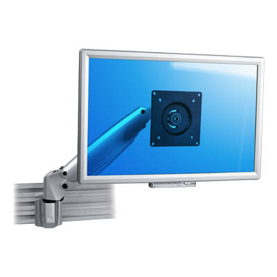 57.102 | Viewmaster braccio porta monitor - binario 102 | argento | Per 1 schermo, altezza e profondità regolabili, con fissaggio a binario. | Dettaglio 2