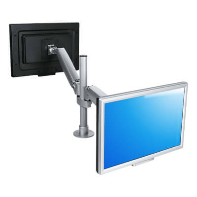 57.582 | Viewmaster monitorarm - bureau 582 | zilver | Voor 2 schermen, in hoogte en diepte verstelbaar, zonder bureaubevestiging. | Detail 3