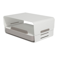 45.220 | Addit set ergonomico per scrivania Bento® 220 | bianco | Rialzo monitor ad altezza regolabile + cassetta porta oggetti ergonomica