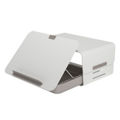 45.220 | Addit Bento® ergonomic desk set 220 | white | Height adjustable monitor riser + ergonomic toolbox