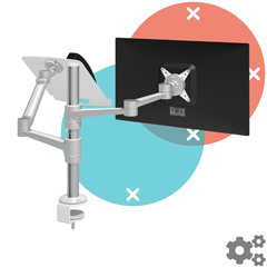 VLTSB3DB71I | Configured Monitor arm - VLTSB3DB71I | silver | For 1 monitor, adjustable height and depth, with desk mount.