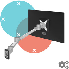 VLTSP1I | Geconfigureerde Monitorarm - VLTSP1I | zilver | Voor 1 scherm, in hoogte en diepte verstelbaar, met bureaubevestiging.