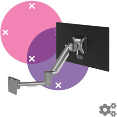 VMTSP1I | Braccio porta monitor Configurato - VMTSP1I | argento | Per 1 schermo, altezza e profondità regolabili, con fissaggio a scrivania.